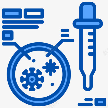 病毒细胞图片培养皿病毒121蓝色图标