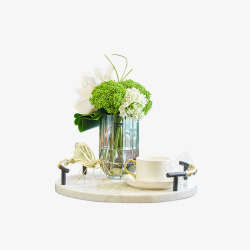 吉维尼软装搭配套装客厅茶几收纳盘花瓶套装欧式现代轻素材