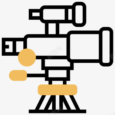 望远镜望远镜科学146黄色阴影图标