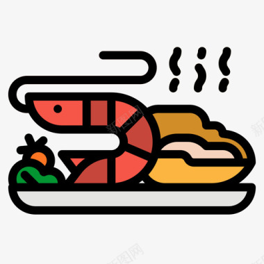 海鲜虾丸海鲜胆固醇1原色图标