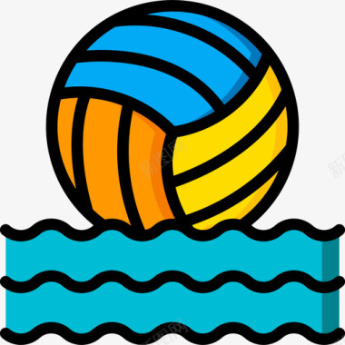 运动会图标水球夏季运动会3直线颜色图标