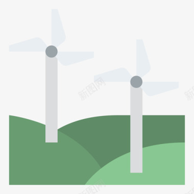 生态与环境风车生态环境10平坦图标