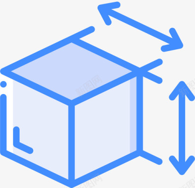 测量立方体大地测量和测量4蓝色图标