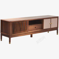 新品优梵艺术Woodfall新中式电视柜实木脚卧室素材