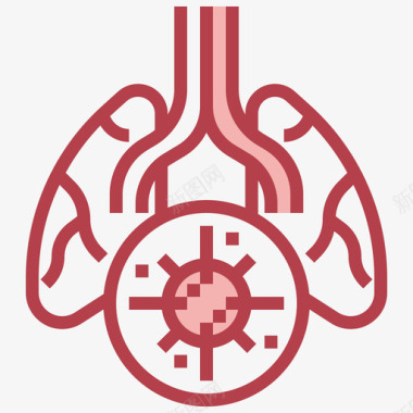 呼吸道冠状病毒和经济2红色图标