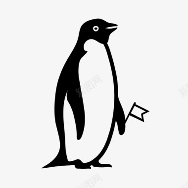 企鹅带旗动物北极图标