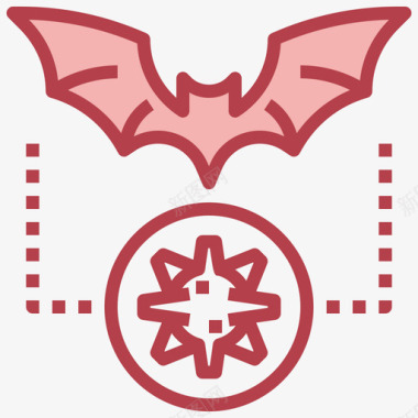 棕色病毒蝙蝠冠状病毒与经济2红色图标