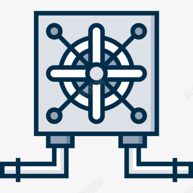 四叶风扇风扇工业流程46线型颜色图标