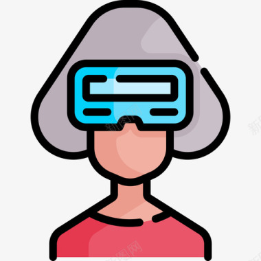 虚拟现实眼镜留守20线性颜色图标