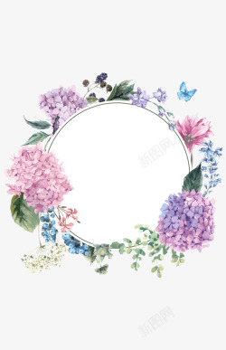 边框装饰彩铅鲜花花卉花朵相框花环花圈的旅程6素材