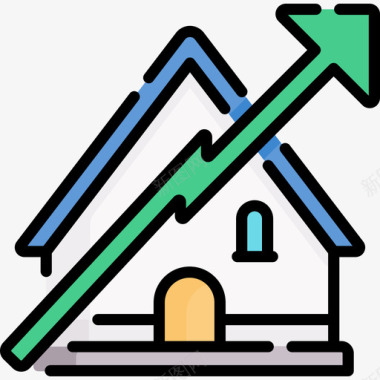 价格上涨房地产258线性颜色图标