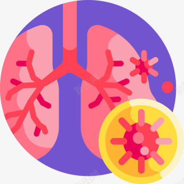 肺肺病毒传播14扁平圆形图标