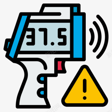 水温温度计温度计冠状病毒62线性颜色图标