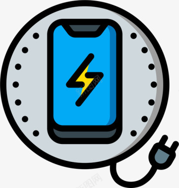 手机充电无线线性彩色图标