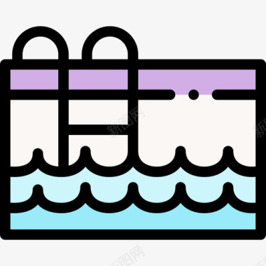 游泳池运动训练4线性颜色图标