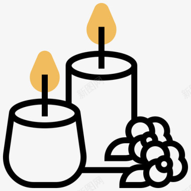 芳香蜡烛spa元素12黄色阴影图标
