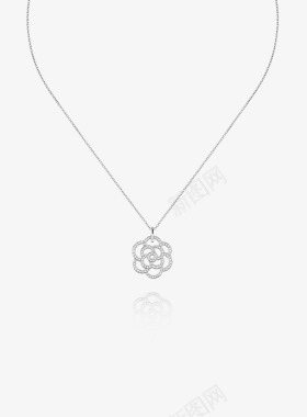 矢量金链CAMLIA系列白18K金链坠镶嵌钻石和黑色陶瓷C图标