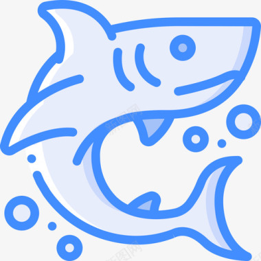 鲨鱼潜水46蓝色图标