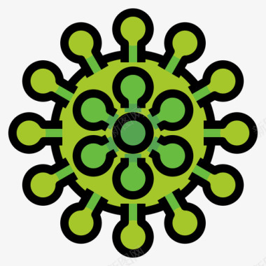 病毒微生物图片冠状病毒covid1911线状颜色图标