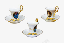 喝吨瓷餐具咖啡杯茶杯孤立金老杯咖啡服务A物品素材