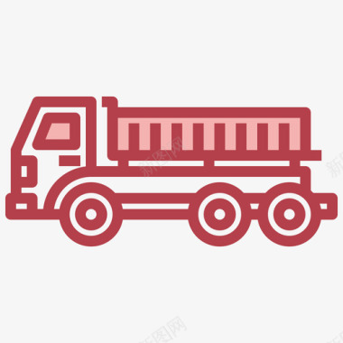 卡车建筑和施工9红色图标