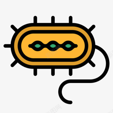 各类细菌细菌健康与卫生4线颜色图标