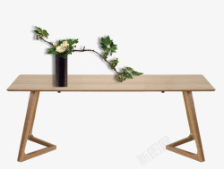 尚禾北欧宜家餐桌实木长方形原木色餐桌设计师款M字型素材