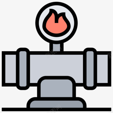 天然气管道核元素3线性颜色图标