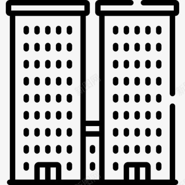 线绘城市建筑物城市建筑26线性图标