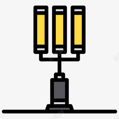 火车路灯路灯城市84线性颜色图标