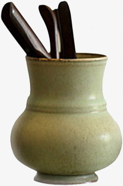 无光禅绿陶瓷禅意茶道瓶饰品素材