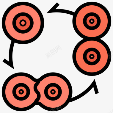 情感分裂细胞分裂生物化学25线状颜色图标