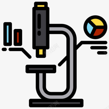 数据分析矢量图显微镜数据分析24线性颜色图标