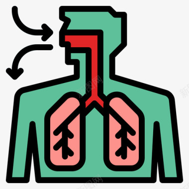 呼吸道冠状病毒62线状颜色图标