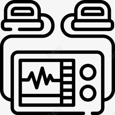 紧急救援船除颤器紧急情况44线性图标