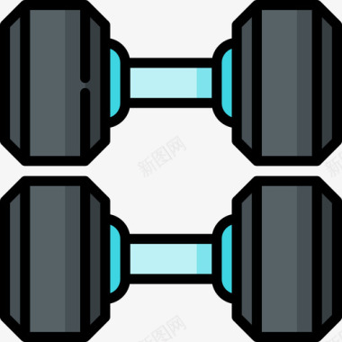 哑铃女士哑铃运动训练2线性颜色图标