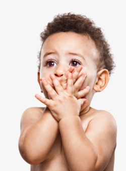 黑人婴儿吃惊表情捂嘴免扣叫我穆三岁摄影类素材