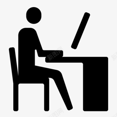 办公室人员标牌办公人员计算机工作图标