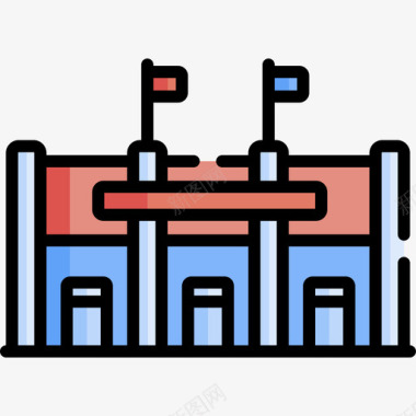 科技线建筑体育场城市建筑28线颜色图标