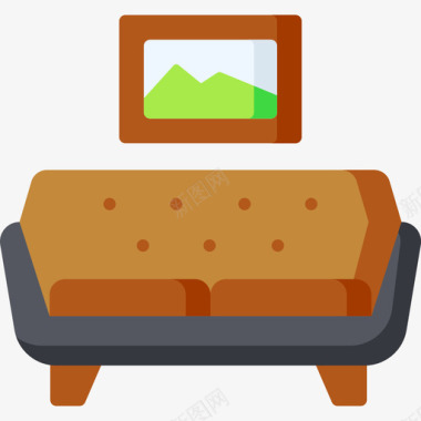 现代沙发沙发隔离2扁平图标