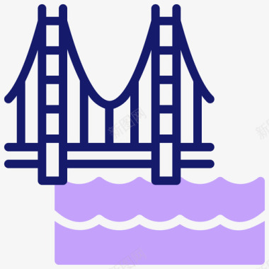 金门大桥33个地标性建筑线条色彩图标