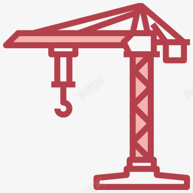 塔吊建筑和施工9红色图标