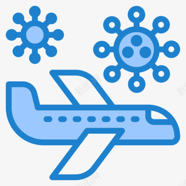 格调100飞机冠状病毒100蓝色图标