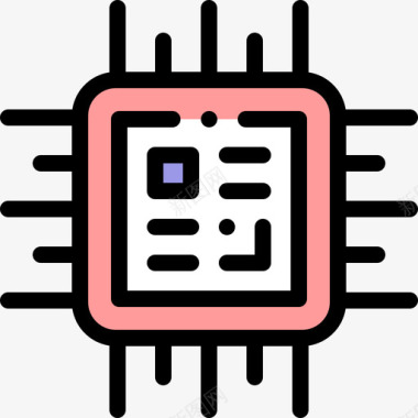 网络芯片网络主机91线性颜色图标