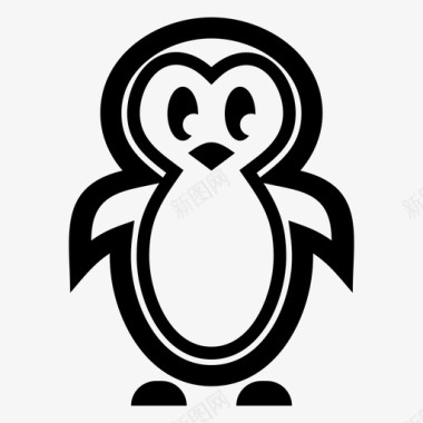 雪地企鹅动物鸟图标