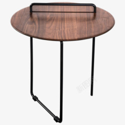 叁舍北欧阳台咖啡小桌黑胡桃木圆形现代简约角几沙发边素材