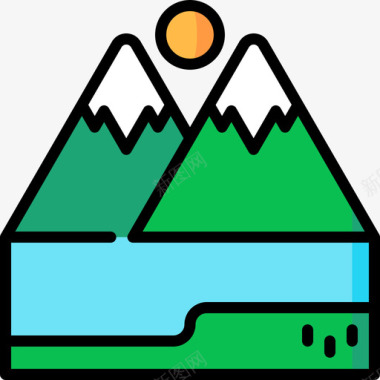 阿尔卑斯山阿尔卑斯山欧洲3线性颜色图标