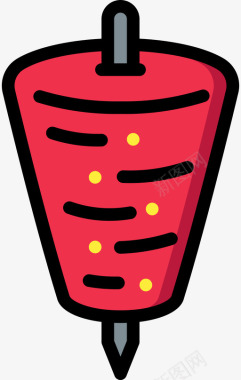 食品盒子烤肉串街头食品15线性颜色图标