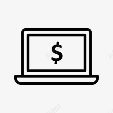 笔记本电脑钱美元字形图标图标