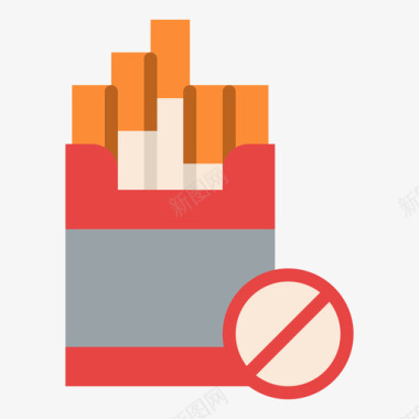 禁止吸烟饮食健身7平淡图标